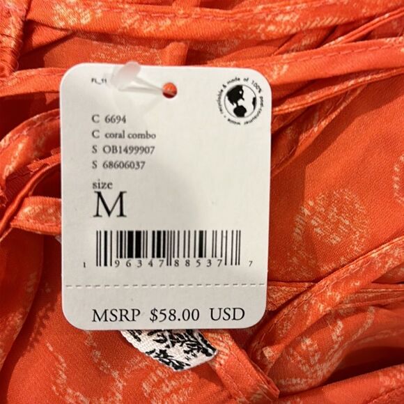 FREE PEOPLE INTIMATELY OFF THE COAST IN CORAL COMBO 100% polyester SIZE MED NWT - Picture 5 of 5